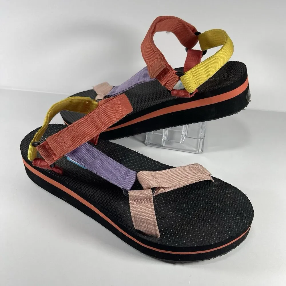Time and Tru Women’s Platform Sport Sandals - Multicolor Strappy - Size 12 Wide